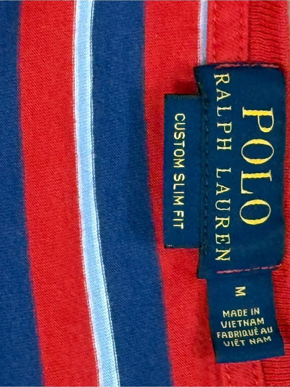 Ralph Lauren Red, Navy & White Striped Crew Neck Shirt